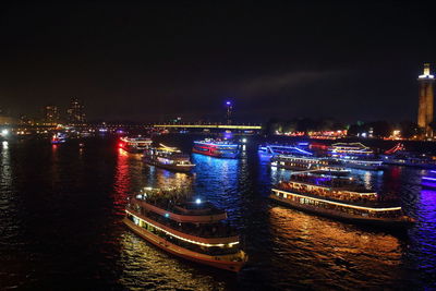 High angle view of illuminated city at night