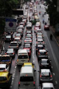 High angle view of traffic on city street