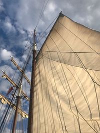 Low angle view of sailboat against sky