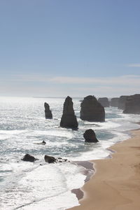 Scenic view of sea against clear sky