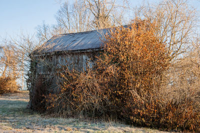 Barn against clear sky