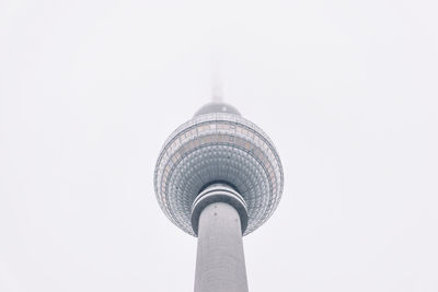 Low angle view of fernsehturm against clear sky