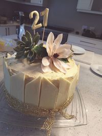 Close-up of cake on table