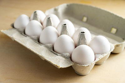 Close-up of eggs on table