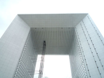 Low angle view of modern building against clear sky