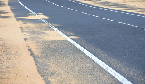 High angle view of road sign