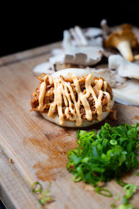 Close-up of food on cutting board