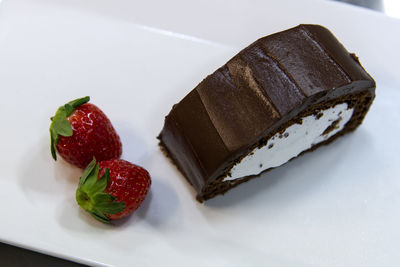 Close-up of dessert served on table