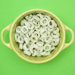 High angle view of pasta in bowl