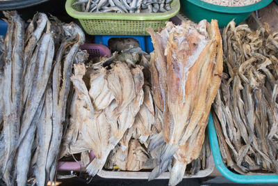 High angle view of fish in market