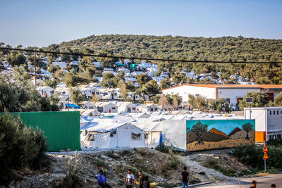 High angle view of townscape against sky