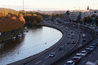 High angle view of traffic on road