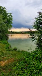 Scenic view of lake against sky