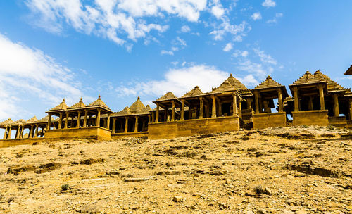 The golden cenotaphs of bada bagh near the city of jaisalmer