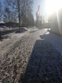 Surface level of road in winter