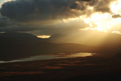 Scenic view of landscape against sky during sunset