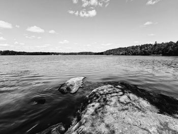 Scenic view of lake against sky