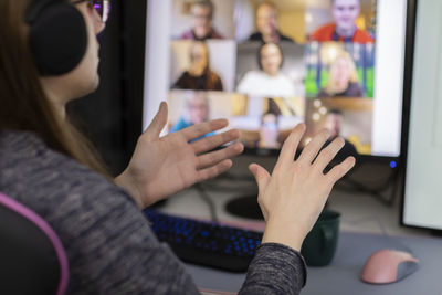 Man on video conference at home