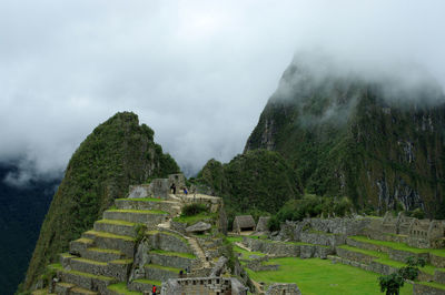 Famous machu picchu in the fog