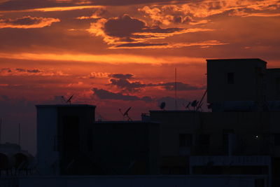 Silhouette buildings against sky during sunset