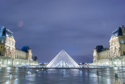 Illuminated city against sky