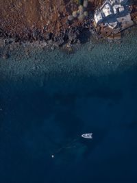 High angle view of sailboat in sea