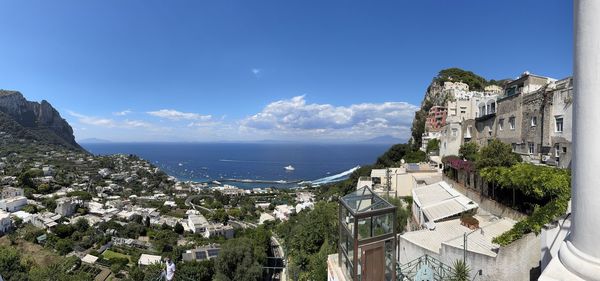 High angle view of townscape against sky