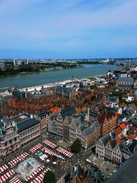 High angle view of townscape against sky