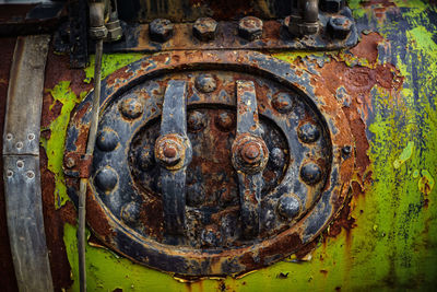 Close-up of rusty metal door