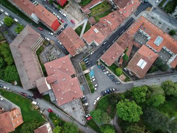 High angle view of buildings in city