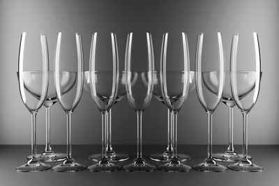 Close-up of wineglasses on table