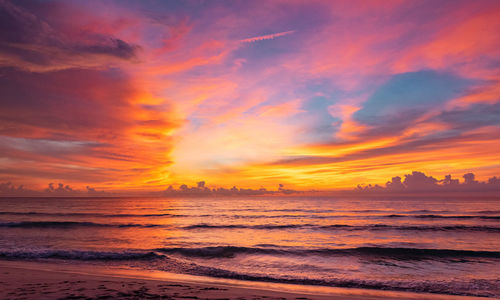 Scenic view of sea against sky during sunset