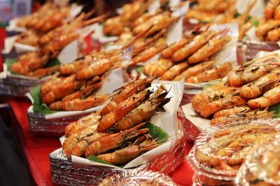 Close-up of seafood at market stall