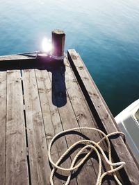 High angle view of pier on lake