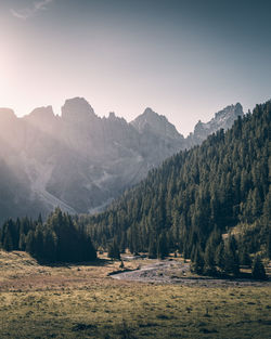 Scenic view of mountains against sky