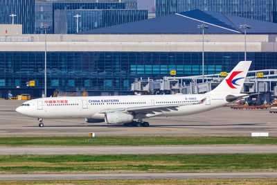 Airplane on airport runway