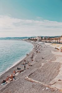 High angle view of beach against sky