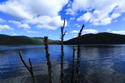 Scenic view of lake against sky