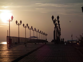 View of street light at sunset