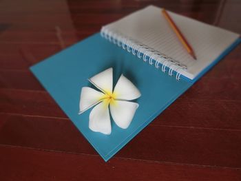 High angle view of pencil on table