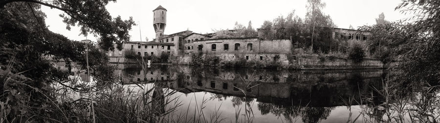 Reflection of building in lake