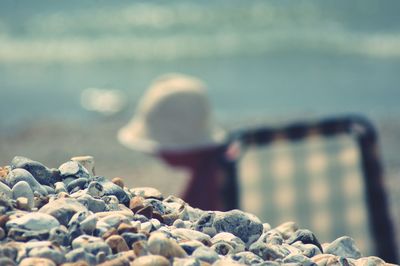 Woman on rocks at beach