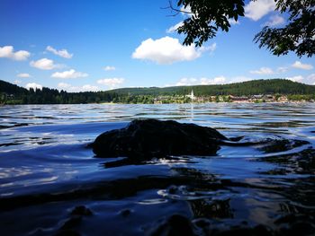 Scenic view of lake against sky