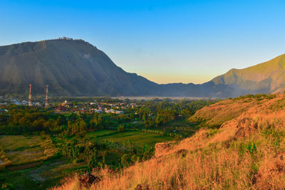 Scenic view of landscape against clear sky