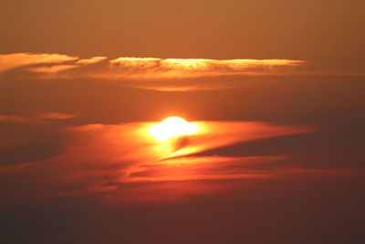 Low angle view of dramatic sky during sunset