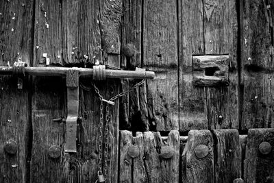 Close-up of broken door