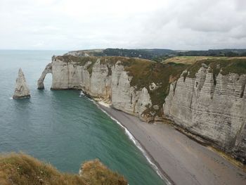 Scenic view of sea against cloudy sky