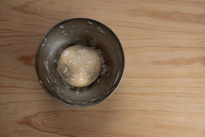 High angle view of dessert in bowl on table