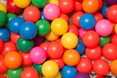 High angle view of multi colored balloons balls