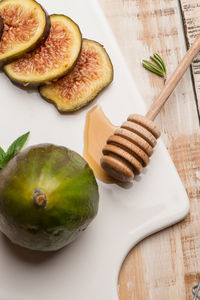High angle view of food on table